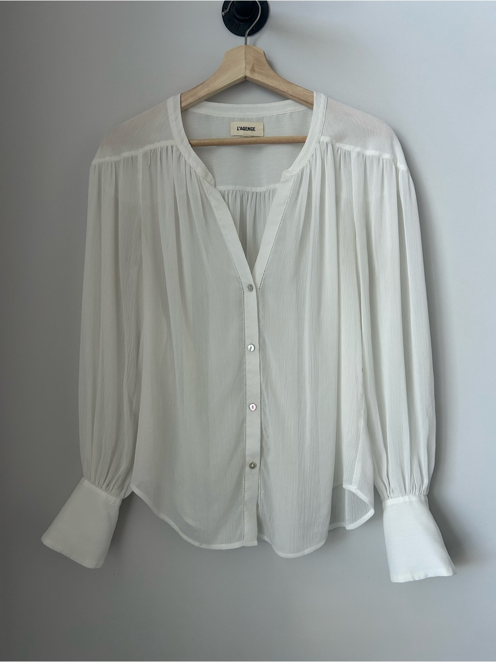 L'Agence Button-Front Peasant Blouse